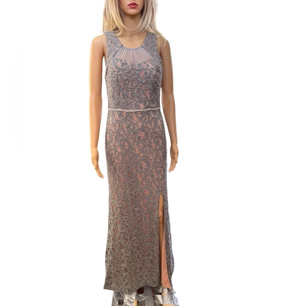 CITY STUDIO long maxi evening dress with lace with sequin detailing. Sz 9